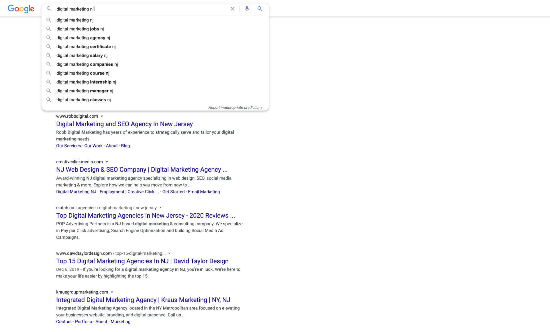 Google Search Engine Queries Screenshot